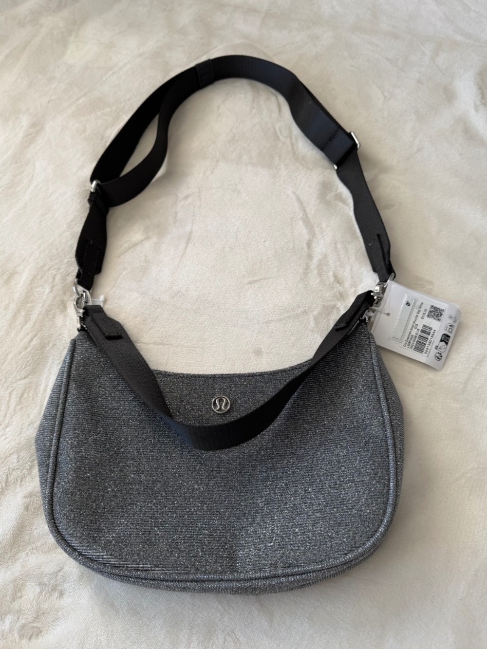 NWT Lululemon City Essentials Small Shoulder Bag Glitter Silver Crossbody Purse - Picture 2 of 6